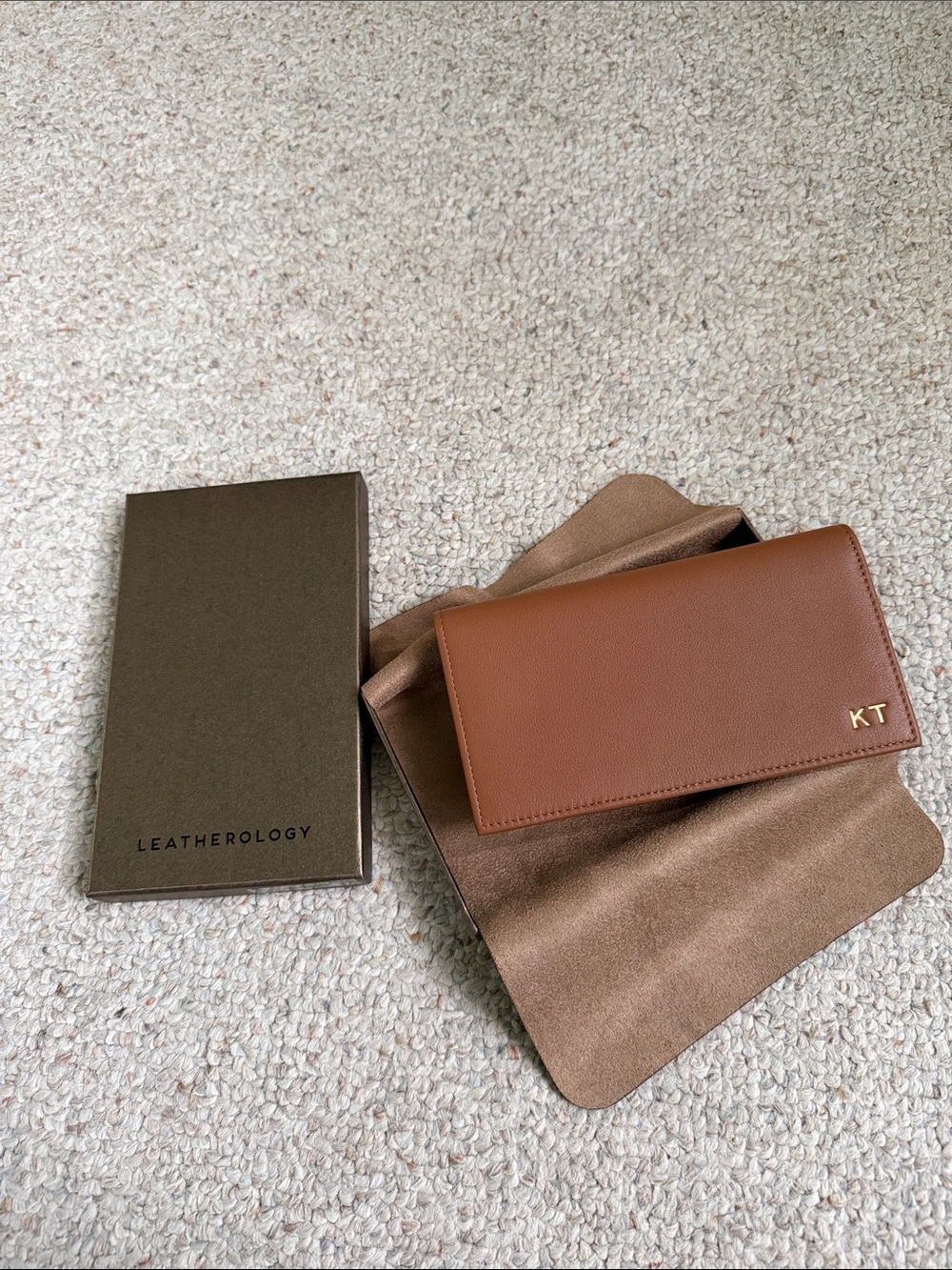 Leatherology Cognac Brown Leather Checkbook Cover